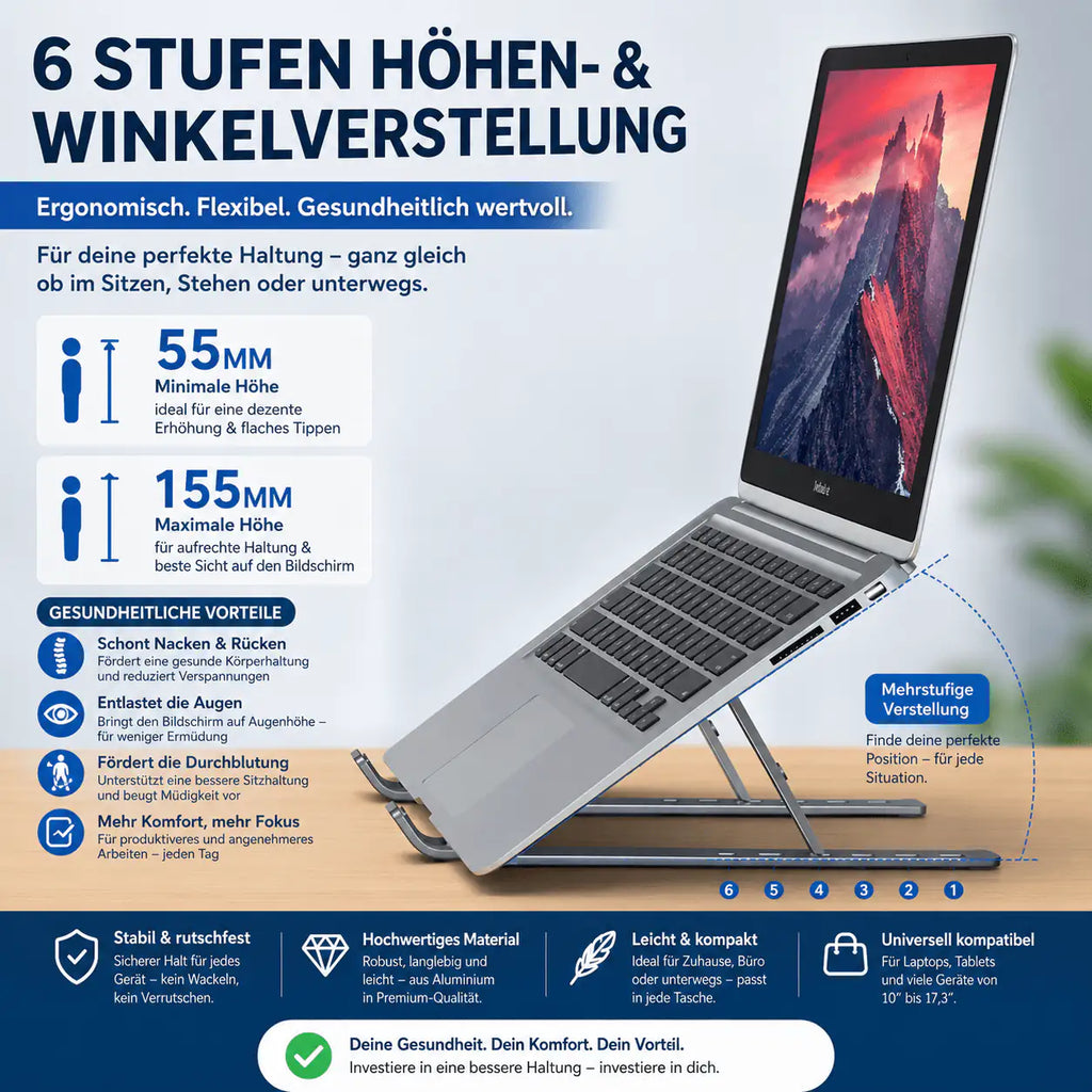 Laptopständer aus Aluminium – Mehr Komfort für Ihren Arbeitsplatz 💻✨ - SmartTechnik24