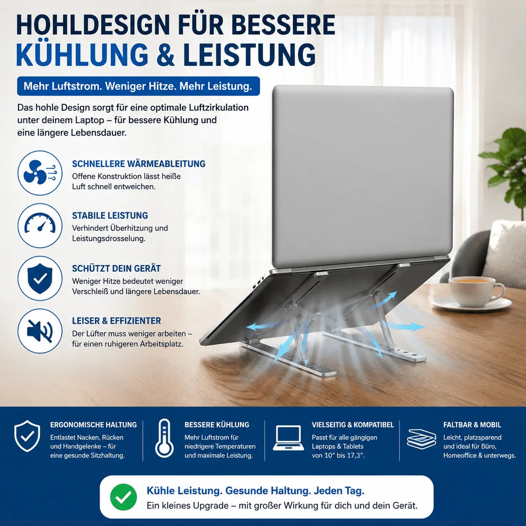 Laptopständer aus Aluminium – Mehr Komfort für Ihren Arbeitsplatz 💻✨ - SmartTechnik24
