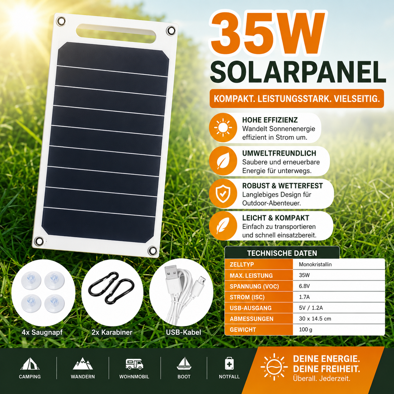 Flexibles Solarpanel  – Energie überall dabei! ☀️🔋