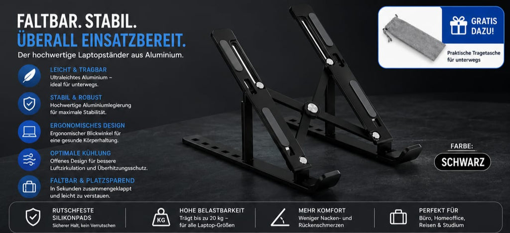 Laptopständer aus Aluminium – Mehr Komfort für Ihren Arbeitsplatz 💻✨