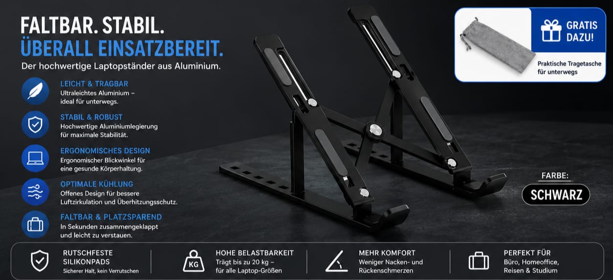 Laptopständer aus Aluminium – Mehr Komfort für Ihren Arbeitsplatz 💻✨