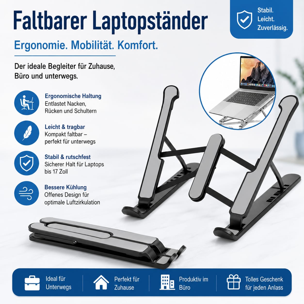 Laptopständer aus Aluminium – Mehr Komfort für Ihren Arbeitsplatz 💻✨